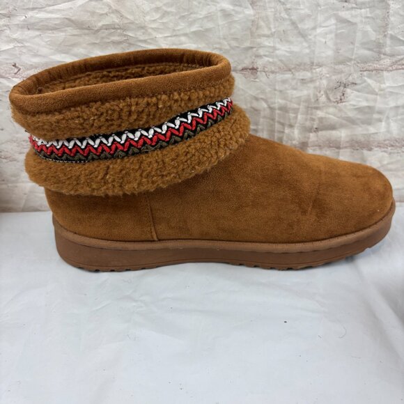 White Mountain Icons Women's 8 Tan Faux Fur Slip-on Booties - Picture 9 of 11